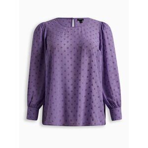 Torrid Women's Blouse Purple Chiffon Polka Dot Puff Sleeve Top Sheer